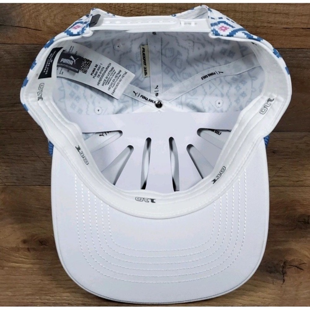 PUMA Men's 5-Panel Tech Snapback Golf Hat Cap White Glow - Blue NEW - Picture 6 of 10